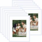 12 Packs 11x14 Picture Frames, Display 8x10 with Mat or 11x14 Without Mat, Gallery Wall Frame Set, 11 by 14 Frames Bulk Set of 12 Collage Wall Decor Photo Frames Set for Wall, White