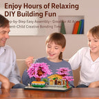 Cherry Train Building Set, Japanese Sakura Train Station Scene with Cherry Blossom Trees, Collectible Architecture Model Kit Mini Bricks Toys 3668 Pieces