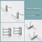 Angle Simple Swivel Towel Hooks, SUS 304 Stainless Steel Foldable Robe Hand Towel Holder for Bathroom Kitchen Wall, Brushed Nickel, 2 Pack