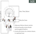7 Chakras Tree of Life Dream Catcher Wall Decor with Rainbow Healing Crystal Stone Handmade White Feather DreamCatchers Wall Hanging Ornaments for Bedroom Home Decor Blessing Gift Wedding Party -22"