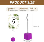 PATIKIL Place Card Holder, 20Pcs Memo Clip Holder Stand with Alligator Clasp Table Number Holders Wooden Base for Pictures Note Card Paper, Rose Red