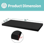 LaVie Home Floating Shelves, 36 Inch Wall Shelf Set of 2, Hanging Shelf with Invisible Brackets, Wall Decor for Bathroom, Bedroom, Living Room, Kitchen Storage, Classic Black