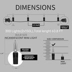 300LIGHTS(2*150L) PURPLE Extra-Bright With End Connectors Halloween Decorative Lights 19.44m UL Certified Mini String Light Set Waterproof for Halloween Home Garden Christmas Tree Party Patio