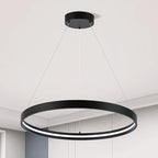 Modern Led Chandeliers Black, Dimmable Contemporary LED Chandeliers 1 Ring, Hanging Led Modern Pendant Light Fixture for Living Room Kitchen lsland Dining Room Foyer Office Entryway 6000k