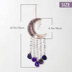 Agate Gemstone Dream Catcher 7 Chakra Tree of Life Dream Catcher with Rainbow Crystal Stones Handmade Dreamcatcher Wall Decor for Adults Boys Girls,Bedroom,Wedding,Garden,Bless Gift(Purple Moon)