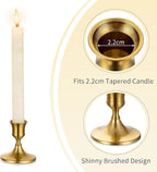 Romadedi Gold Candlestick Candle Holders for Taper, 2 PCS Gold Brass Color Candle Stick Candle Holder for Table Centerpiece, Wedding Reception, Festive Christmas Mantel Decoration or Home Decor