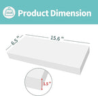 LaVie Home Floating Shelves, 15.6 Inch Wall Shelf Set of 3, Hanging Shelf with Invisible Brackets, Wall Decor for Bathroom, Bedroom, Living Room, Kitchen Storage, Modern White