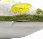 Alysheer Floral Embroidered Summer Decorative Throw Pillow Cover 18"x 18" Set of 2, Farmhouse Cottage Yellow Flower Green Leaves Patterned Cotton Cushion Case for Couch Bed Living Room Outdoor Decor