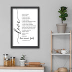 FZMHASLWW Love Is Patient Kind Wall Decor 24"×16" Love Never Fails 1 Corinthians 13 Bible Verse Sign Large Wood Framed Wall Hanging Art (Black)