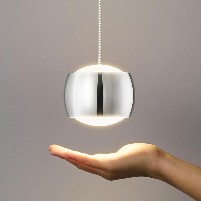 Modern LED Dimmable Pendant Light fixtures,Mini Island Pendant Lighting for Kitchen Island Dinning Room,Bedroom,Bar, Kitchen Island Ceiling Hanging Light Fixtures(Chrome-2-Pack)