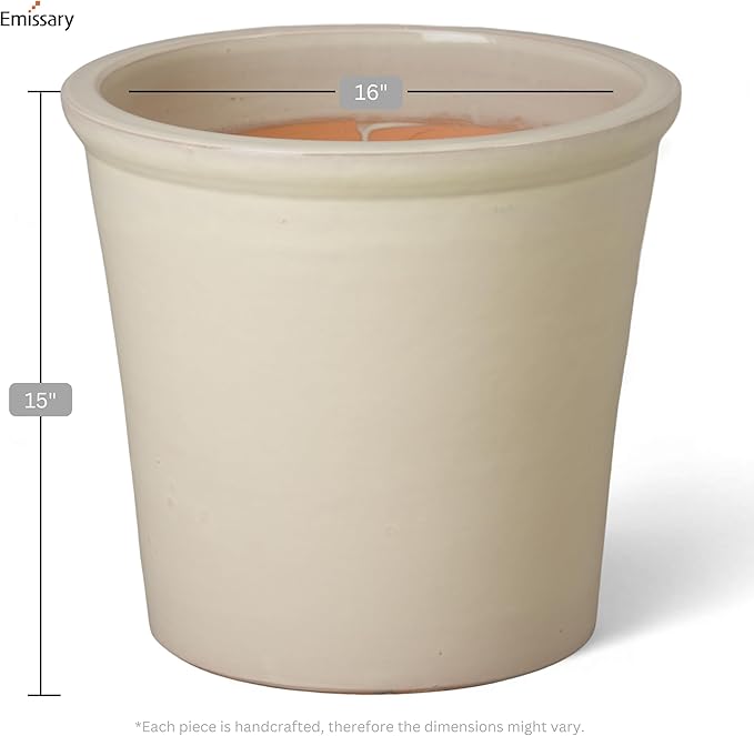 Emissary Round Stoneware Planter (Parent SKU 12012) (Cream, 16" D x 15" H)