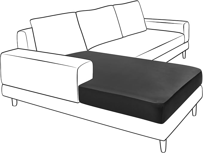 Yates Home Couch Covers for Sectional Sofa L Shape PU Leather Cushion Slipcover Water-Proof Elastic RV Chaise Seat Cover Protector Slip Cover for Settee Seater Replacement in Living Room（XXL, Black