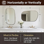 ANDY STAR 24"x40" Asymmetrical Wall Mirror，Brushed Gold Irregular Bathroom Mirror with Stainless Steel Metal Frame, Wall-Mounted Mirror for Bathroom, Entryway (Horizontal/Vertical)