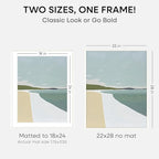 Homeforia 22x28 Poster Frame White, High End Oak 22 x 28 Wood Picture Frame with Mat 18 by 24 for Photo, 22x28 Large Wooden Frame Matted to 18x24, 28x22 Thin Frames, Tempered Glass, Wall Kit, Set of 1