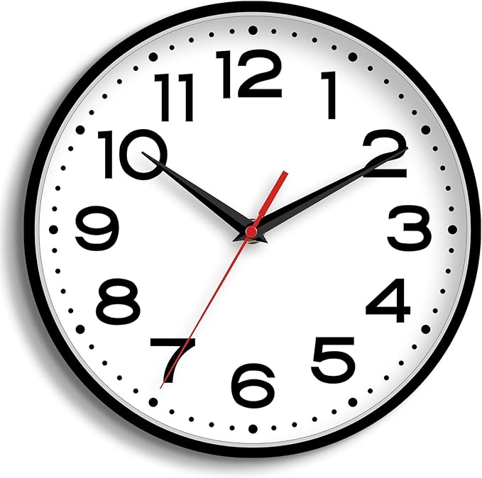 Wall Clock 18 Inch Silent Non-Ticking Modern Clock Battery Operated Classic Simple Minimalist Analog Decorative for Kitchen, Living Room,Office, Bedroom, Bathroom (Black)