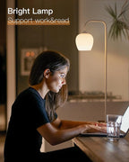 ONEWISH White Floor Lamp-Modern Standing Lamp for Living Room Bedroom, Opal Glass Lamp Shade, LED Bulb Included, for Reading Office, Simple Design Home Decor for Christmas Thanksgiving Day