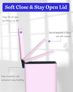 8 Gallon Step On Trash Can with Soft-Close Lid, Stainless Steel Garbage Can Fingerprint Resistant with Removal Inner Bucket, Modern Pink Trash Can for Home, Kitchen, Laundry Room, Office, Bathroom