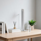 Metal Desk Lamp for Home Office - Foldable LED Table Lamp for Reading, 4 Color & 6 Brightness, 15W Dimmable Desk Light with Flexible Arm, Eye-Caring Desktop Lamp for College Dorm, Silver