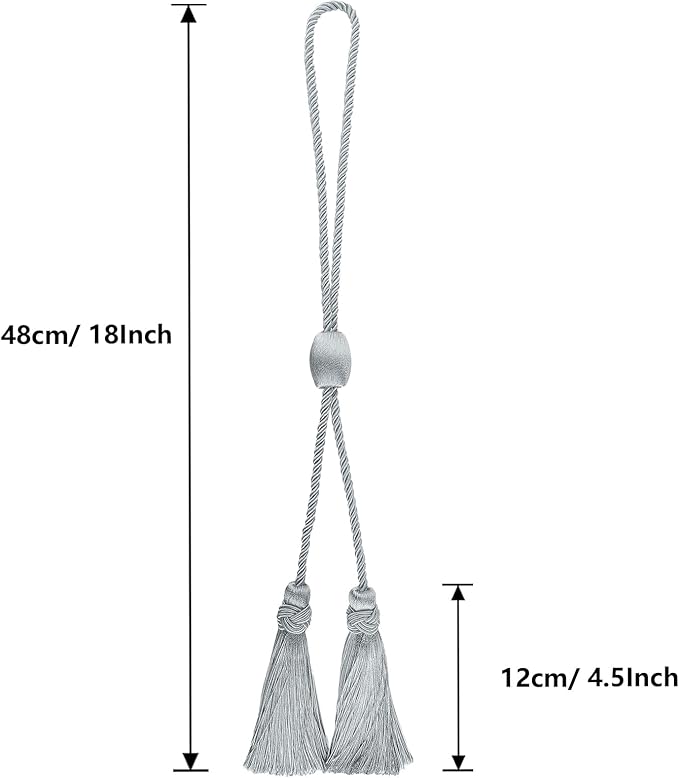 Curtain Tiebacks with Tassel,Modern Rope Window Curtain Ties Backs for Draperies, Outdoor Elegant Decorative Curtain Holdbacks 4 Pack