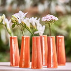 Chive - Set of 6 Galaxy, Small Cylinder Ceramic Bud Flower Vase, Unique Single Flower Decorative Floral Vase for Home Decor, Bulk (Orange)