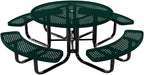Coated Outdoor Furniture Heavy-Duty Portable Outdoor Kids Table with Umbrella Hole, Punched Steel Kids Picnic Table, Commercial-Grade, Made in America (46 In, Round, Childrens, Dark Green)
