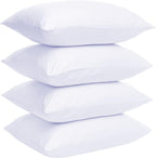 GOLD TEXTILES White Throw Pillows Insert (Pack of 4) Polyester Sham Stuffer Throw Pillow - Lightweight Square Indoor Decorative Pillows - Bed and Cushion Couch Pillows (4, 12 X 20)