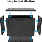 45 Gallon Lockable Resin Deck Box, Waterproof & UV-Resistant Outdoor Storage Box for Outdoor Cushion Storage, Garden Tools & Pool Accessories Storage, Black