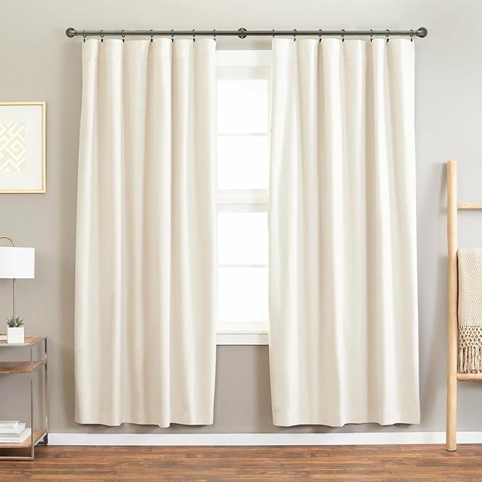 Industrial Curtain Rods 18 to 144 in,Blackout Curtain Rod,Adjustable Length,1 in Diameter Pipe,Wall or Ceiling Mounted,for Bedroom and Living Room (Antique Silver 18” to 144”)