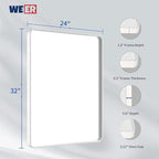 WEER White Bathroom Mirror 24X32 Inch, Rounded Rectangle White Metal Frame Mirror, Matte White Bathroom Vanity Mirror with Tempered Glass, Anti-Rust, Hangs Horizontally or Vertically