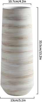 ALMA White Vessel 13 Inch Tall, Large Floor Vase for Wedding and Housewarming|Ceramic Pampas Grass Vase in Minimalist Modern Home Decor, Aesthetic Room Decor, Shelf Decor