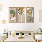 IARTTOP Large Boho Wood Wall Art Framed Mid-century Modern Wooden Wall Decor Set of 3 Green Bohemian Abstract Wall Art Decor For Bedroom Living Room Office-16 x32
