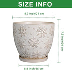 Ceramic Planter 8 Inch Plant Pot with Drainage Hole and Saucer Ceramic Pots for Indoor Plants Outdoor Large Flower Pot for Home Decor White