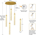 4-Light Pendant Lights Kitchen Island Mini Chandelier,Modern Gold Pendant Light with Remote Control,Teardrop Hanging Light Fixture for Dining Room Hallway