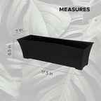 Elly Décor Set of 2 18x8 Rectangular Modern, Resistant and Self Watering Planter with Rattan-Like Finish, 18", Gray