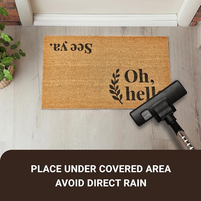 KANKUN Coco Coir Door Mat with Heavy Duty Backing, Welcome Doormat (17" x 30"), Doormat Entrance (Oh Hello)