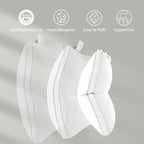 Globon Luxury Feather Down Pillow Standard Queen Size,Firm Gusseted Bed Pillows for Sleeping, Hotel Collection Fluffy Pillow,18"X26", Set of 2