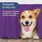 Wrap Around Dust Ruffle Bed Skirt - Purple - for Queen Size Beds with 18 Inch Drop - Easy Fit Elastic Strap - Adjustable Pleated Bedskirt w/Brushed Fabric Wrinkle Free - for Women, Men, Kids & Teens