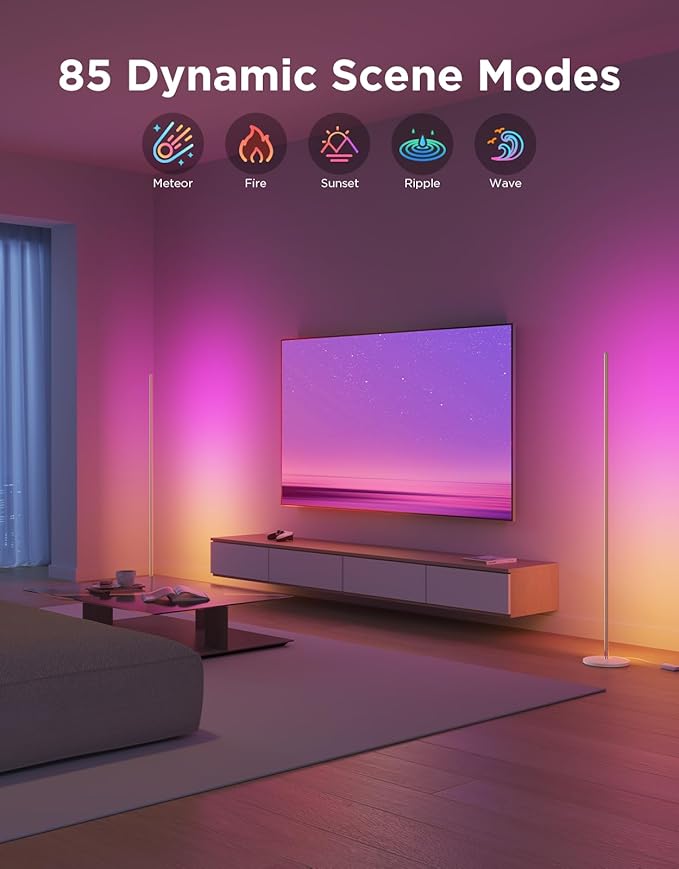 Govee RGBIC Floor Lamp Basic, LED Corner Lamp Works with Alexa, 1000lm Modern Floor Lamp with Music Sync and 16 Million DIY Colors, Color Changing Standing Lamp for Bedroom Living Room