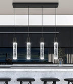 4-Lights Mini Modern Crystal Chandeliers for Kitchen Island Pendants Lighting Fixture LED Ceiling Light for Dining Room Bedroom Foyer 6000K
