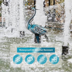 Crane Outdoor Decor Statue, Blue Heron Garden Statue Metal Yard Art Outdoor Decoy, Garden Sculptures & Statues for Yard/Lawn/Pond/Outdoor Decoration, 1Pc