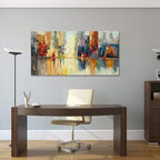 Canvas Wall Art Abstract Cityscape Painting Modern New York City Artwork Lady Romantic Street Scenery Picture Home Office Decor