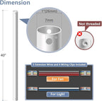 40" Ceiling Fan Downrod, 【1 Outside Diameter】 Matte White Extended Downrod, including 4 Wire Connectors and 5 Extension Wires (No Threads)