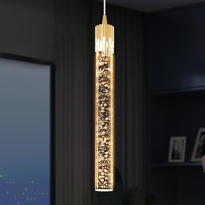 Mini Chandelier Modern LED Gold Pendant Lights for Kitchen Island Small Crystal Hanging Light Dimmable 2700k-6000k