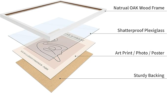 Poster Master Vintage Poster - Retro One Line Swan Drawing Print - Swan Art - Bird Art - Minimal Gift for Her, Animal Lover - Abstract Decor for Home, Office, Bedroom, 16x20 White Framed