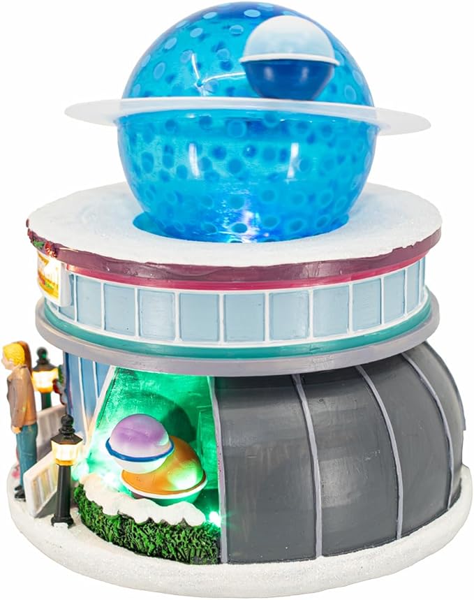 Planetarium Theatre Theme Celestial Planet Stars LED Lights Animated Christmas Village with Motion and Sound 7" x 7" x 8"