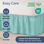 Wrap Around Dust Ruffle Bed Skirt - Spa Blue - for Queen Size Beds with 21 Inch Drop - Elastic Strap - Adjustable Pleated Bedskirt with Brushed Fabric and Wrinkle Free - for Women, Men, Kids & Teens