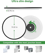 1PACK Flush Mount LED Ceiling Light Fixture Black, 15.8Inch 36Watt, Dimmable & 3000K-4500K-6000K 3 Color Selectable Ceiling Lamp 4000LM Low Profile Ceiling Light for Kitchen Bedroom Hallway Porch