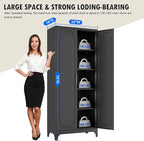 Pantry Cabinet, 75 Inch Tall Kitchen Storage Cabinet, Metal Pantry Cabinets with Doors and Adjustable Shelves, Black Freestanding Food Cupboard for Living, Dinning Room-Assembly Required