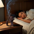 Sophisticated and Elegant Headscents-Head Incense Burner - Black Woman Smoking Head Incense Burner Design Calming Room Waterfall Decor and Unique Home Gift,Desk Decor (B)