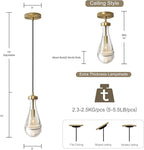 Raindrop Pendant Lights Set of 2, Brass Pendant Lights Kitchen Island, Gold Island Light for Kitchen Dining Room Light Fixture, Chandelier for Living Room Bedroom Bathroom, Bulb Included